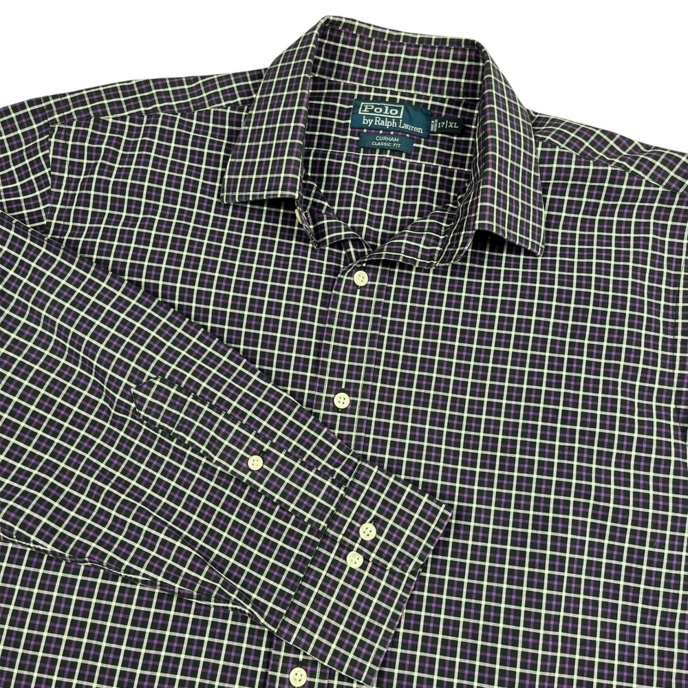 Polo Ralph Lauren EUC Button Down Men's XL Purple Plaid Classic Fit Cotton